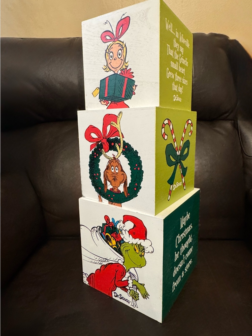 Dr. Seuss Grinch Stacking Boxes - Green/White Holiday
